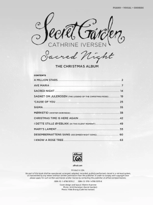 Sacred Night: The Christmas Album - Secret Garden/Lovland - Piano/Vocal/Guitar - Book