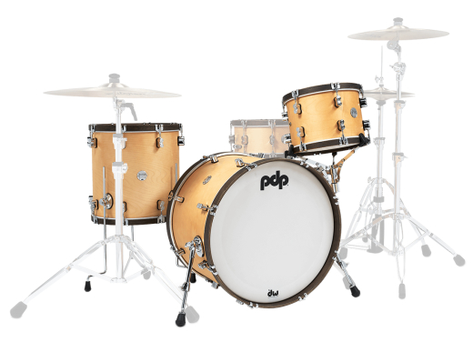 Pacific Drums - Concept Maple Classic 3-Piece Shell Pack (22,13,16) - Natural Satin with Walnut Satin Hoops
