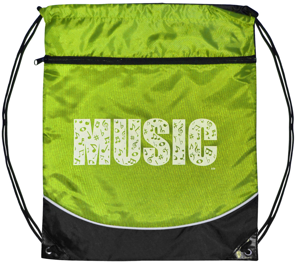 Music Drawstring Bag - Lime Green