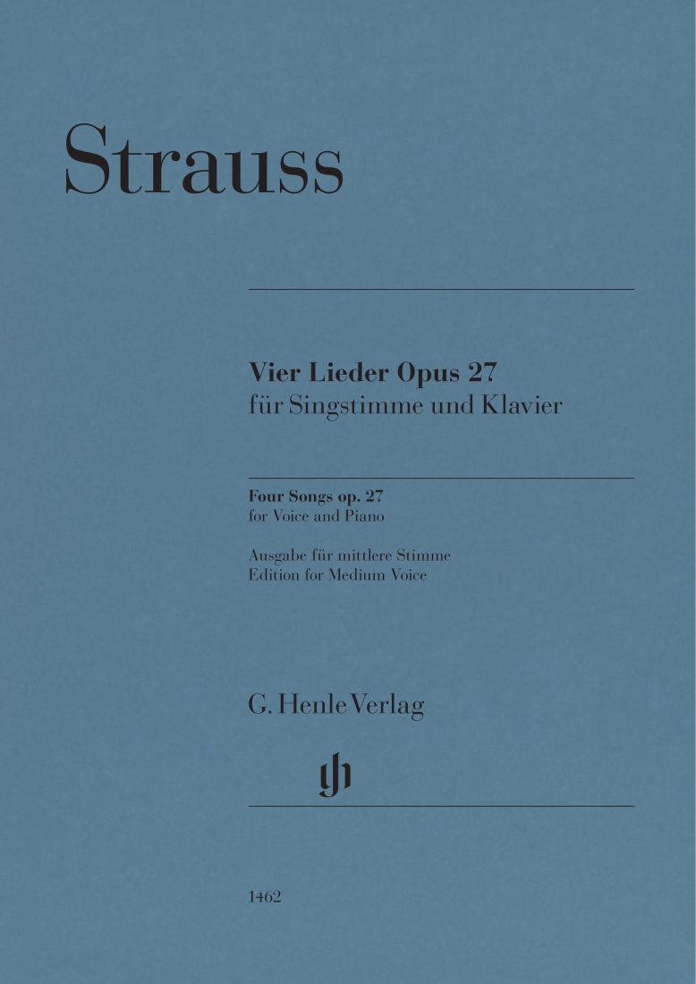 Four Songs op. 27 - Strauss/Oppermann - Medium Voice/Piano - Book