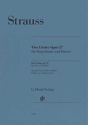 G. Henle Verlag - Four Songs op. 27 - Strauss/Oppermann - Medium Voice/Piano - Book