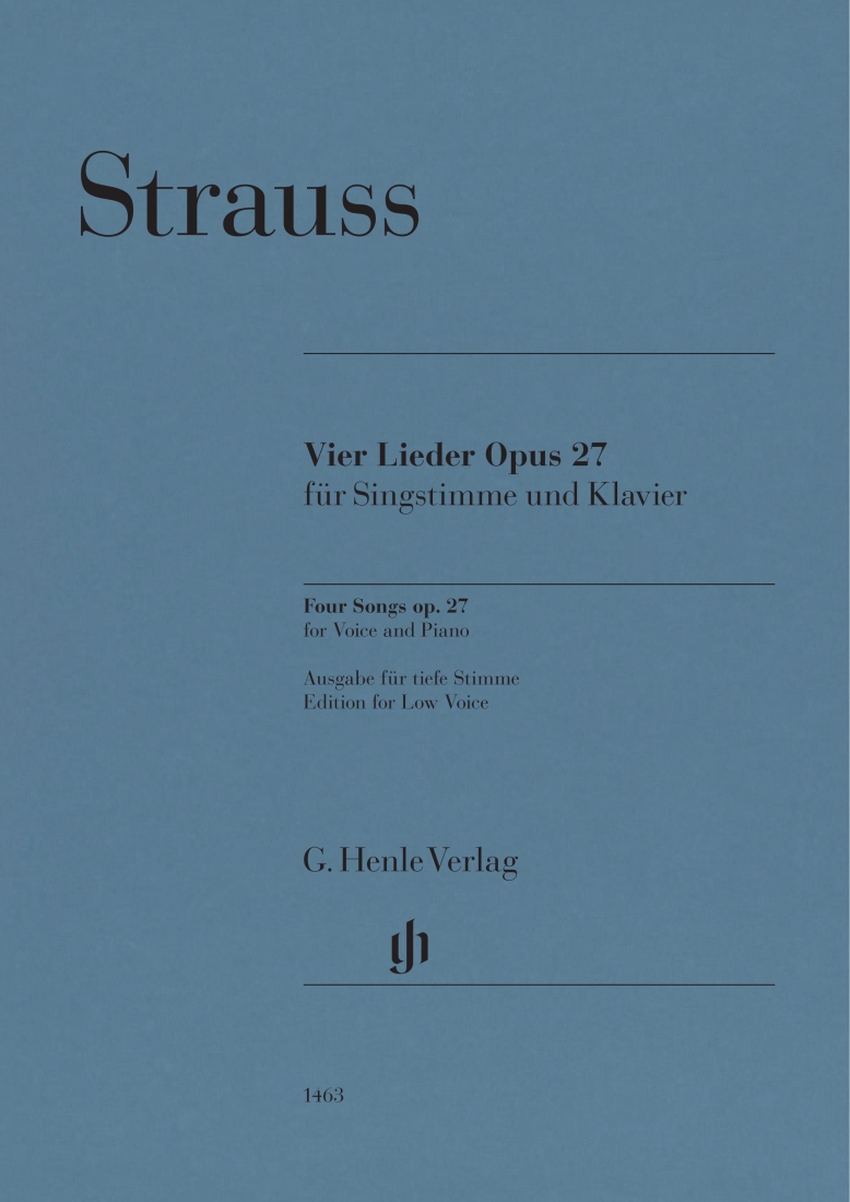 Four Songs op. 27 - Strauss/Oppermann - Low Voice/Piano - Book
