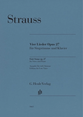 G. Henle Verlag - Four Songs op. 27 - Strauss/Oppermann - Low Voice/Piano - Book