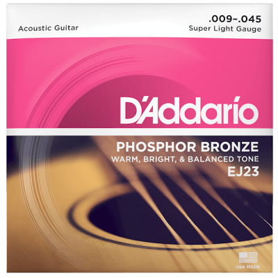 DAddario - Acoustic Guitar String Set, Phosphor Bronze - Super Light 9-45