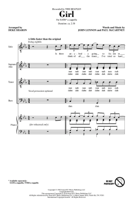 Girl - Lennon/McCartney/Sharon - SATB