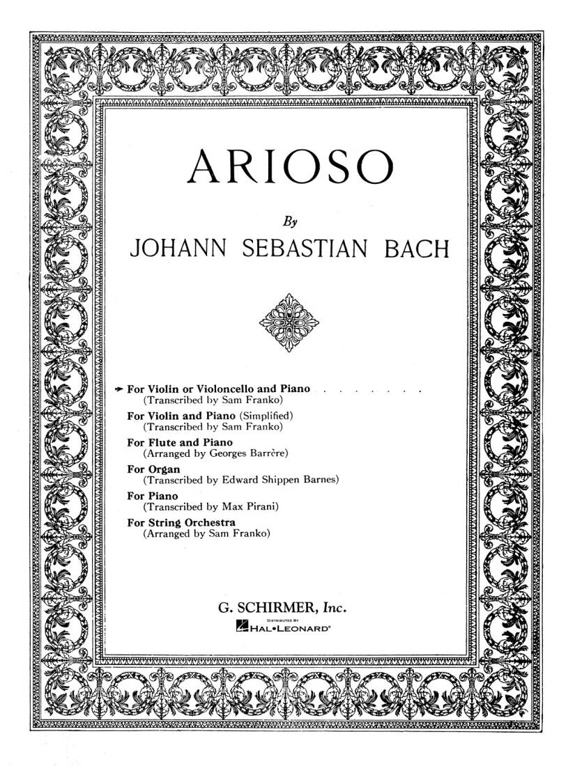 Arioso - Bach/Franko - Violin/Cello/Piano - Sheet