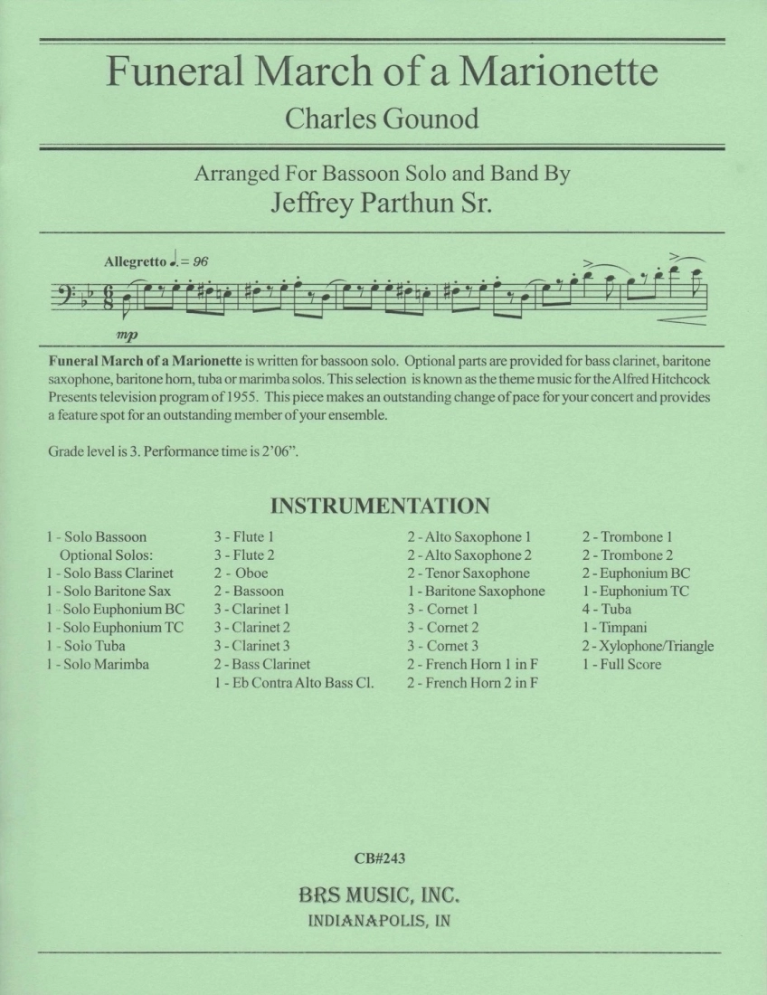 Funeral March of a Marionette - Gounod/Parthun - Concert Band/Bassoon Solo - Gr. 3