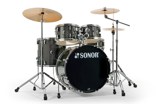 Sonor - AQX Stage 5-Piece Drumkit with Hardware and Cymbals (22,10,12,16,SD) - Black Midnight Sparkle