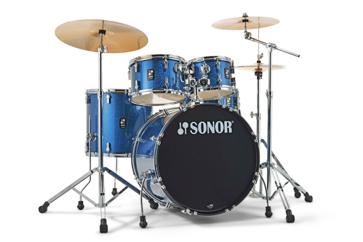 Sonor - AQX Stage 5-Piece Drumkit with Hardware and Cymbals (22,10,12,16,SD) - Blue Ocean Sparkle