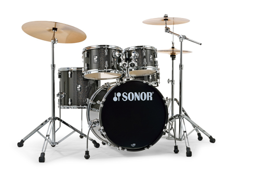 Sonor - AQX Studio 5-Piece Drumkit with Hardware and Cymbals (20,10,12,14,SD) - Black Midnight Sparkle