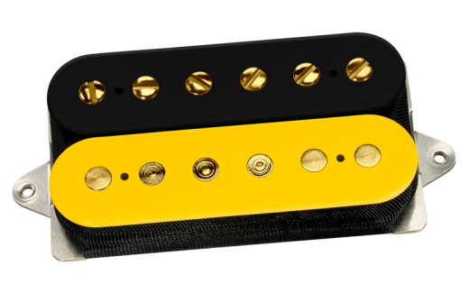 DiMarzio - AT-1 Andy Timmons Humbucker Pickup, F-spaced - Black/Yellow with Gold Poles