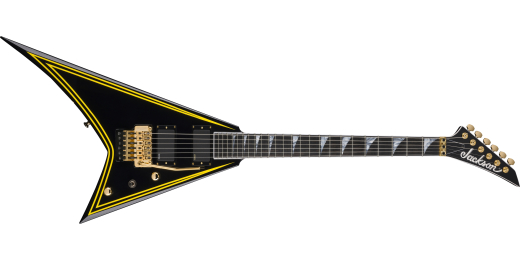 Jackson Guitars - MJ Series Rhoads RR24MG, Ebony Fingerboard - Black with Yellow Pinstripes