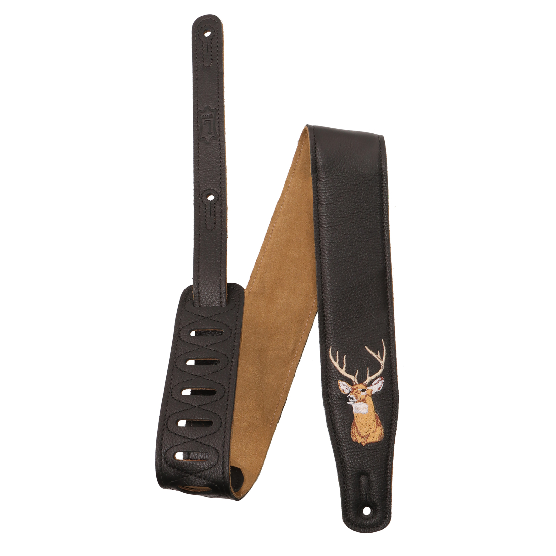 2.5\'\' Leather Guitar Strap with Suede Backing - Deer