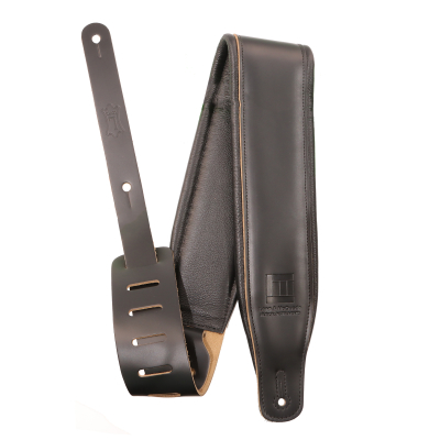 Levys - 3 Long & McQuade Padded Leather Guitar Strap - Black