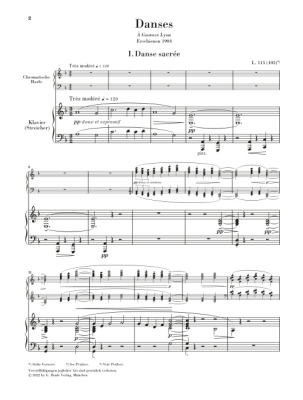 Danses for Harp and String Orchestra - Debussy/Suss-Schellenberger -  Harp/Piano Reduction - Book
