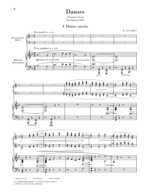 Danses for Harp and String Orchestra - Debussy/Suss-Schellenberger -  Harp/Piano Reduction - Book