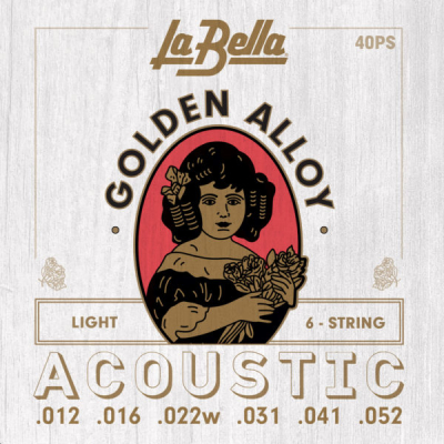 La Bella - 40PS Golden Alloy Acoustic Guitar Strings - Light
