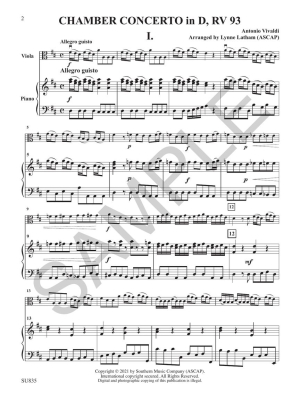 Chamber Concerto - Vivaldi/Latham - Viola/Piano - Book