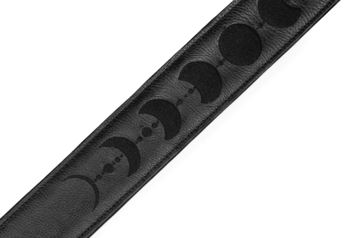 2.5\'\' Moon Phase Series Padded Leather Guitar Strap - Black