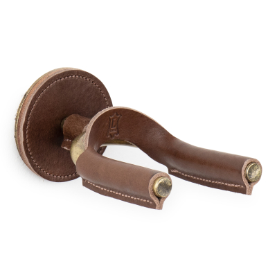 Levys - Brass Forged Guitar Hanger with Brown Leather