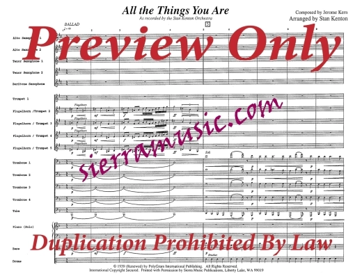 All The Things You Are - Kern/Kenton - Jazz Ensemble - Gr. Medium-Advanced