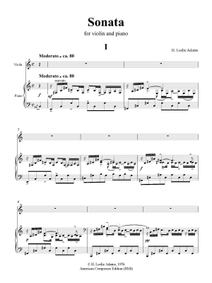 Sonata for Violin and Piano (new edition) - Adams - Violin/Piano - Book