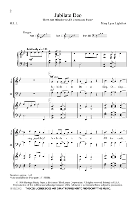 Jubilate Deo - Lightfoot - 3pt Mixed/SATB