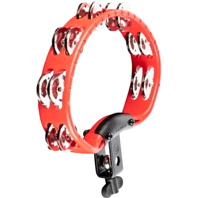 Headliner Series Mountable Tambourine with Stainless Steel Jingles - Red