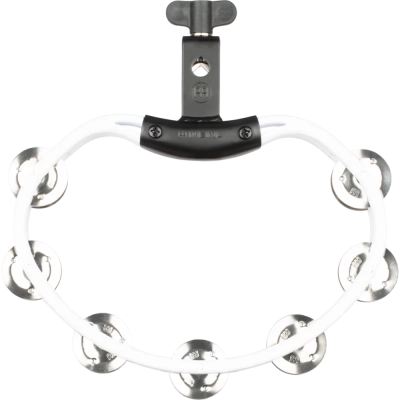 Headliner Series Mountable Tambourine with Stainless Steel Jingles - White
