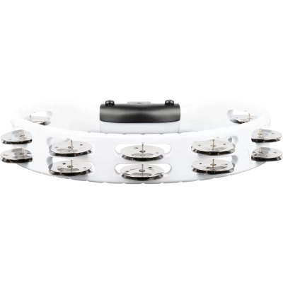 Headliner Series Mountable Tambourine with Stainless Steel Jingles - White