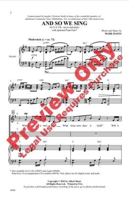 And So We Sing - Hayes - SATB
