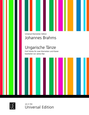 Universal Edition - Ungarische Tanze (Danses hongroises) Brahms, Rae Deux clarinettes et piano Partition de chef et partitions individuelles