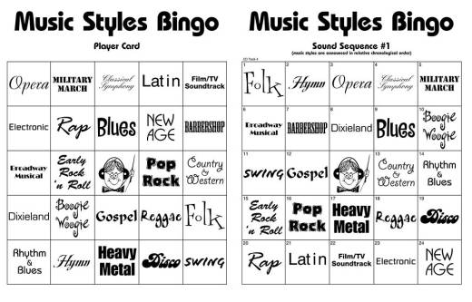 Music Styles Bingo - Lavender - Game