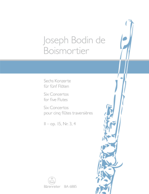 Baerenreiter Verlag - Six Concertos for five Flutes op. 15, VolumeII Boismortier, Harras Quintette de fltes
