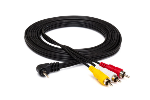 Hosa - Camcorder AV Breakout Cable, 3.5 mm TRRS to Composite Video and Stereo Audio - 5 ft