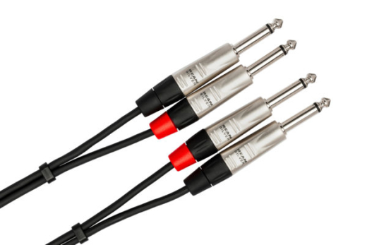 Dual REAN 1/4\'\' TS to Dual REAN 1/4\'\' Pro Stereo Interconnect - 3\'