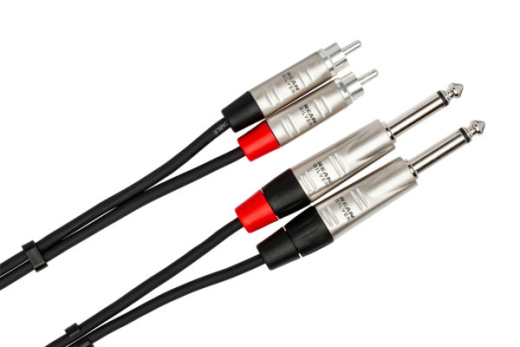 Dual REAN 1/4\'\' TS to RCA Pro Stereo Interconnect - 10\'