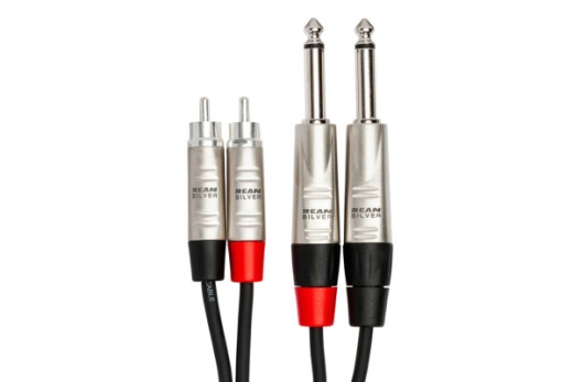 Dual REAN 1/4\'\' TS to RCA Pro Stereo Interconnect - 10\'