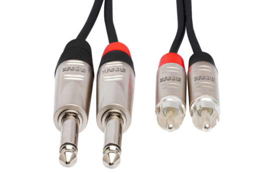 Dual REAN 1/4\'\' TS to RCA Pro Stereo Interconnect - 10\'