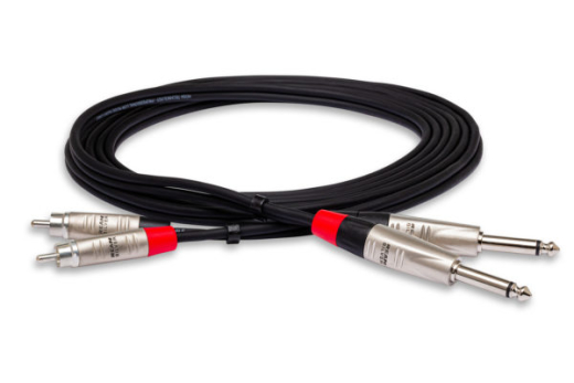 Dual REAN 1/4\'\' TS to RCA Pro Stereo Interconnect - 20\'