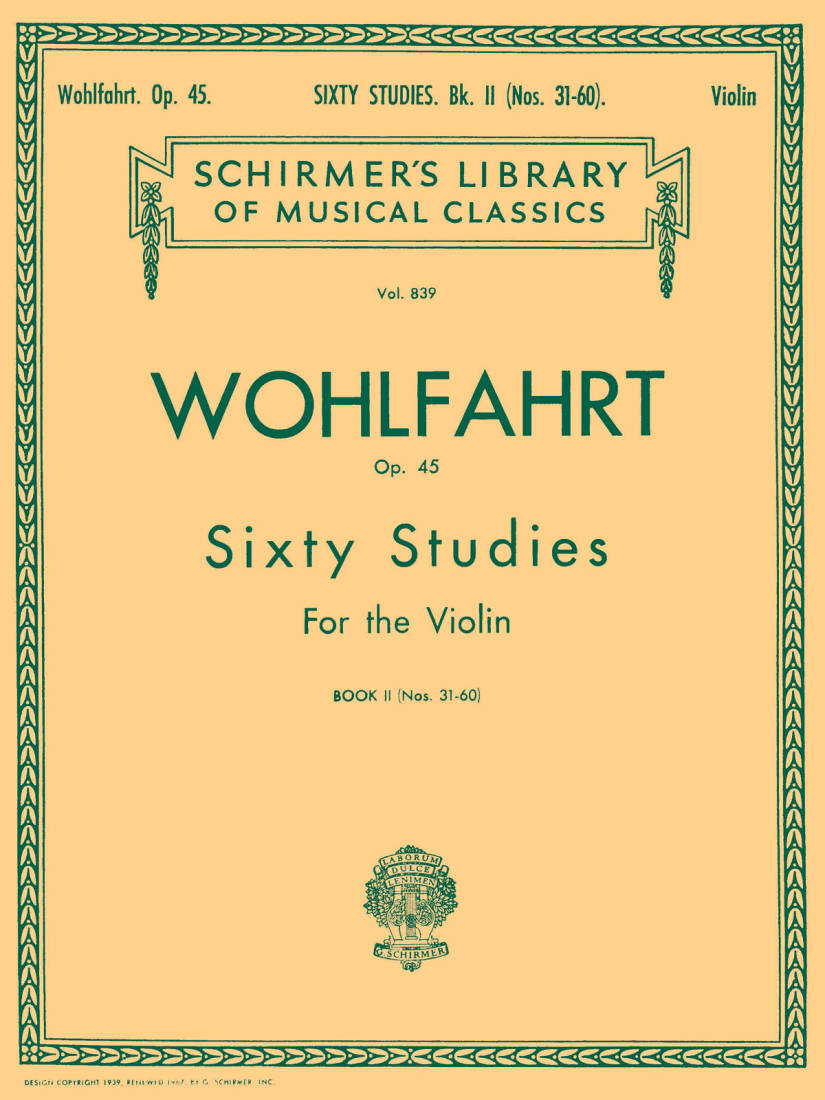 60 Studies Op. 45, Book 2 - Wohlfahrt - Violin - Book