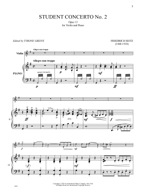 Student Concerto No. 2, Op. 13 - Seitz/Grieve - Violin/Piano - Book