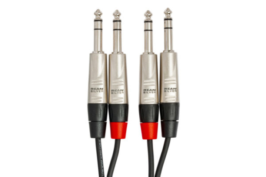 Dual REAN 1/4\'\' TRS to Dual REAN 1/4\'\' TRS Pro Stereo Interconnect - 3\'