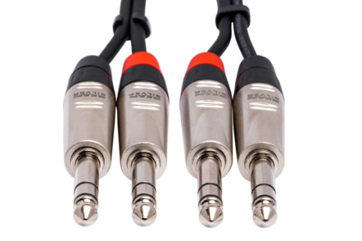 Dual REAN 1/4\'\' TRS to Dual REAN 1/4\'\' TRS Pro Stereo Interconnect - 3\'