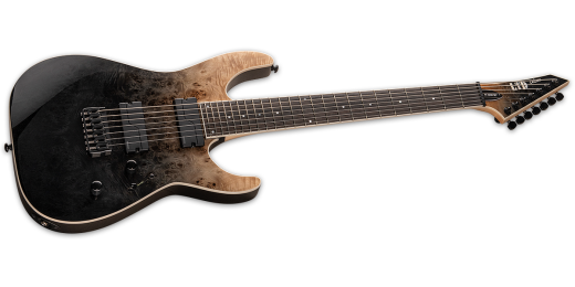 LTD M-1007HT 7-String Electric Guitar w/Burled Poplar Top - Black Fade
