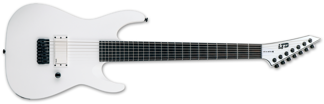LTD M-7HT Arctic Metal 7-String Baritone Electric Guitar - Snow White Satin