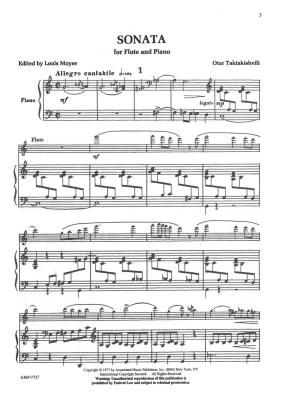 Sonata for Flute and Piano - Taktakishvili/Moyse - Flute/Piano - Sheet Music