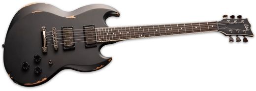 Volsung Lars Frederiksen Signature Electric Guitar with Case - Distressed Black Satin