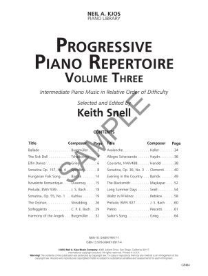 Progressive Piano Repertoire, Volume Three - Snell - Piano - Book