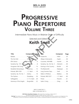 Progressive Piano Repertoire, Volume Three - Snell - Piano - Book